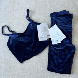 Brand new blue velvet Athleta set